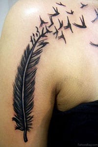 Feather with Birds tattoo symbol